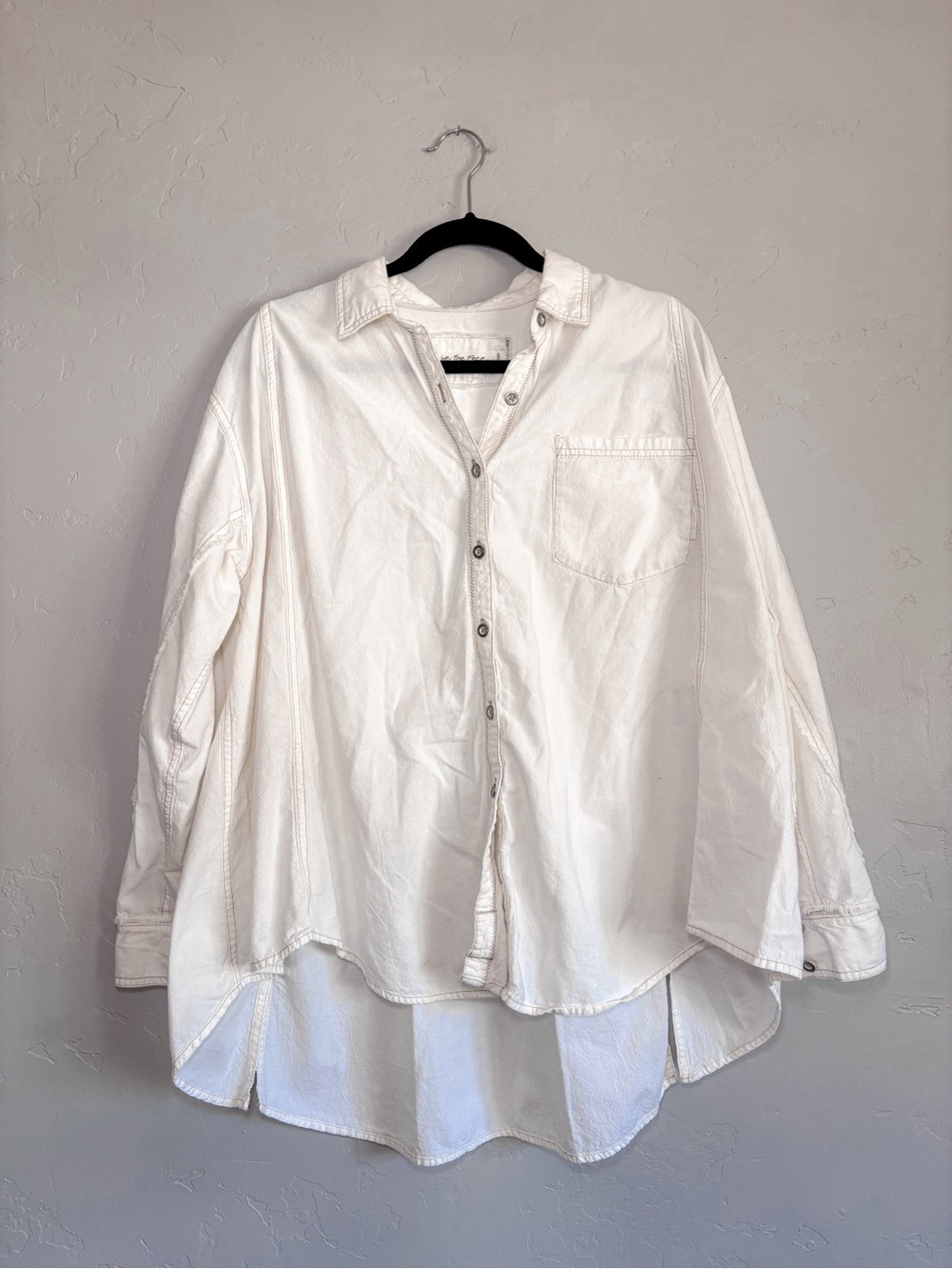 Free People Oversized Oxford Dreams Cotton Button-Up Shirt Size XS - Picture 3 of 9